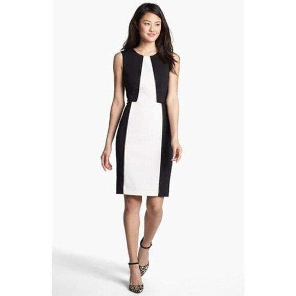 NEW Halogen Faux Leather Trim Sheath Dress | Nordstrom‎ 0P